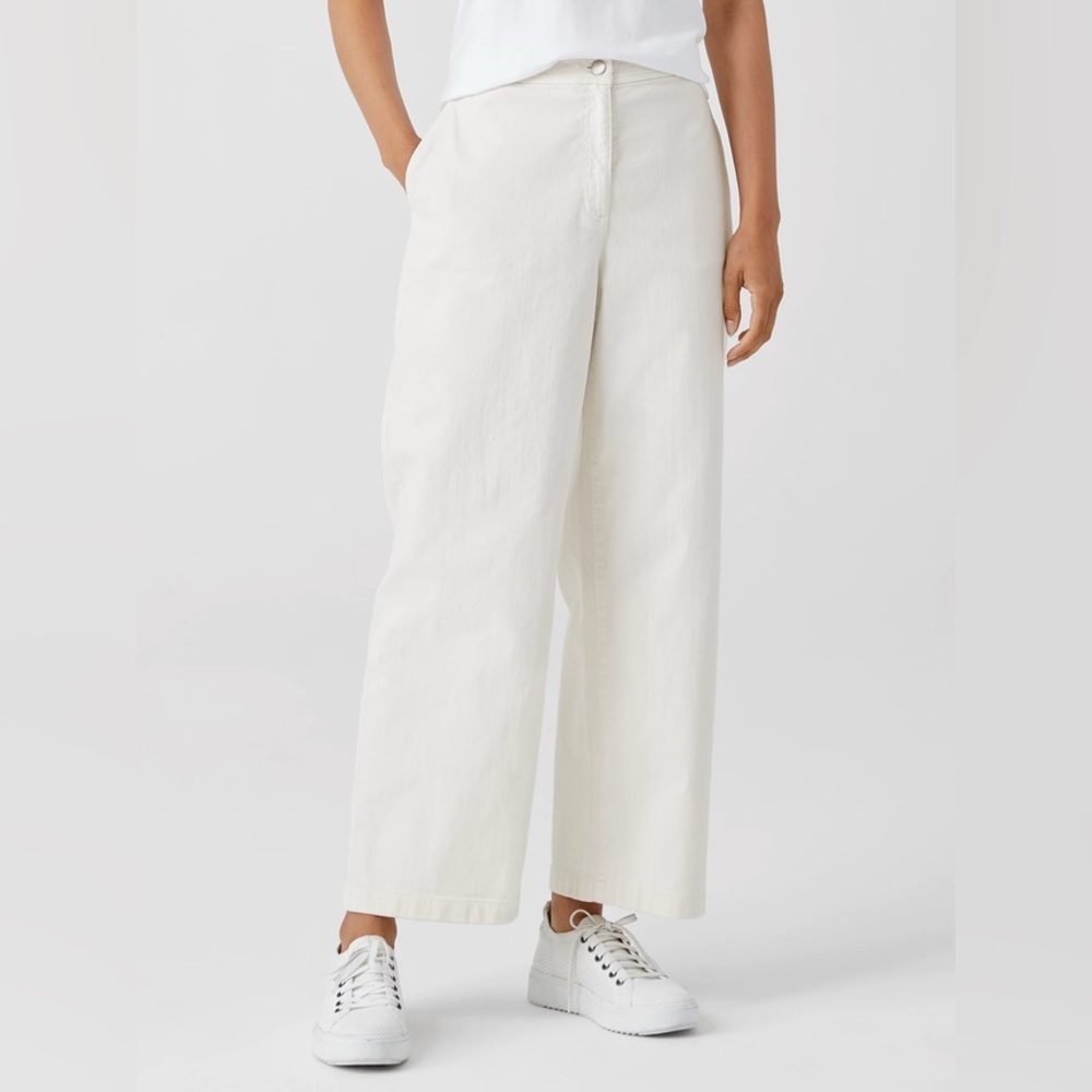 NWT Eileen Fisher Undyed Organic Cotton Stretch Wide-Leg Jean